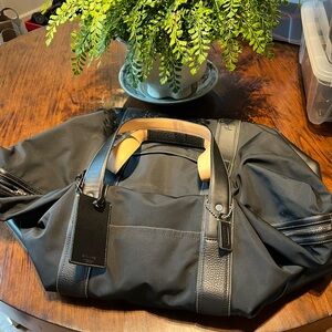 Coach Black Travel Duffle Bag with Leather Trim